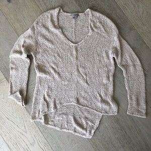 Helmut Lang open knit asymmetrical v neck sweater